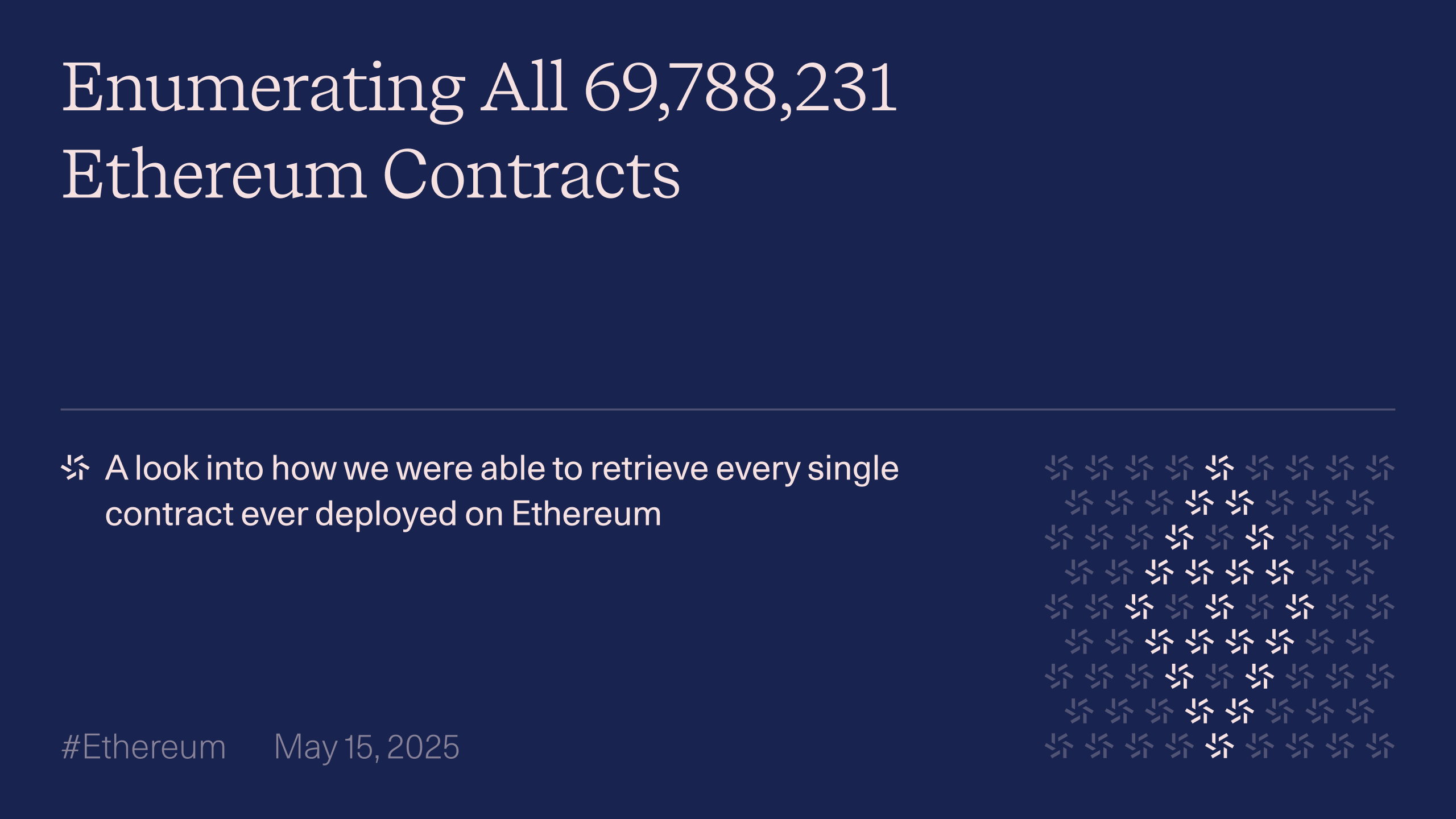 teddyctf's tweet card. A look into how we were able to retrieve every single contract ever deployed on Ethereum