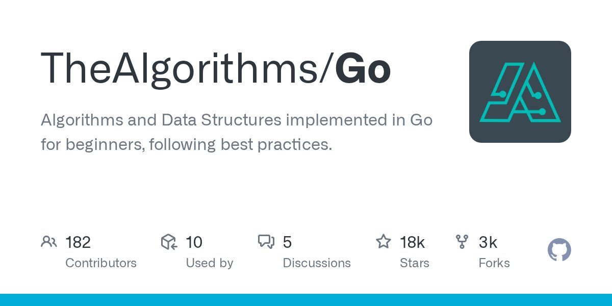 golangch's tweet card. Algorithms and Data Structures implemented in Go for beginners, following best practices. - TheAlgorithms/Go