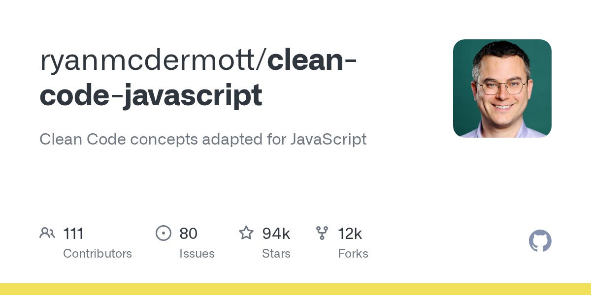 madzadev's tweet card. Clean Code concepts adapted for JavaScript. Contribute to ryanmcdermott/clean-code-javascript development by creating an account on GitHub.
