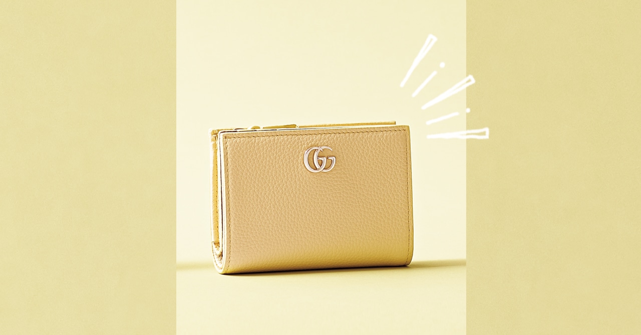 GUCCI 二つ折り財布 イエロー 中古・古着通販】GUCCI (グッチ) 2つ折り財布 イエロー サイズ:下記