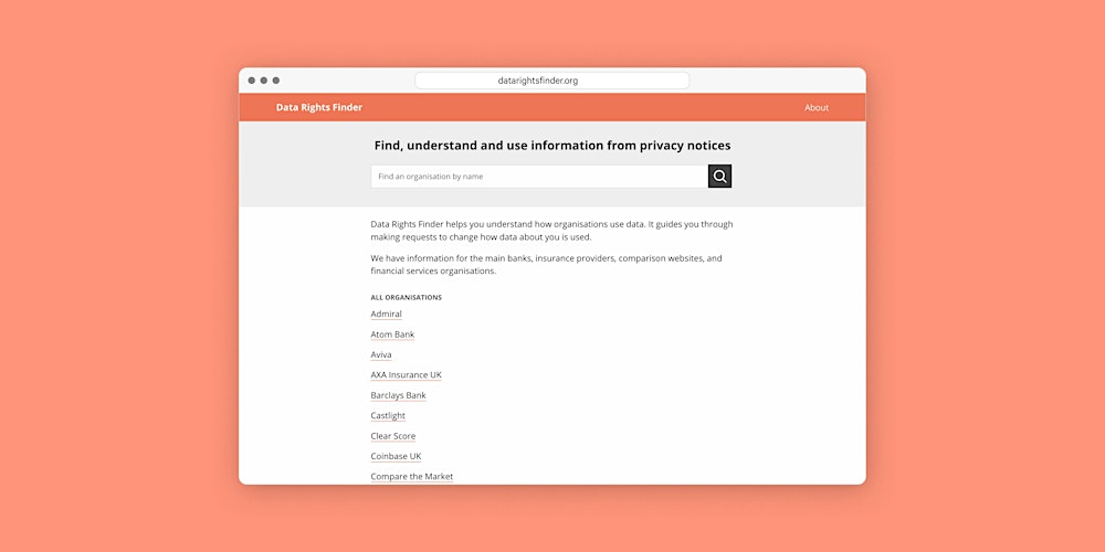 OpenRightsGroup's tweet card. Join us for a day of collaboration, building new tools to help people exercise their data rights. Data Rights Finder is a new tool to help people understand their data rights. Even when people are...