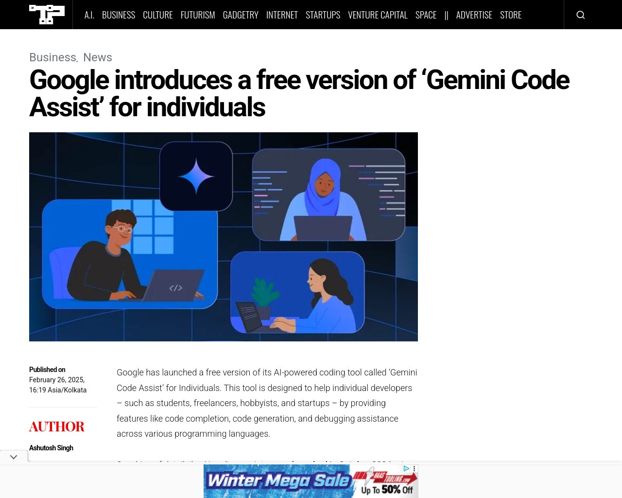 managetech_inc's tweet card. サマリー Googleは「Gemini Code Assist」というAIを活用したコーディングツールの無料版
