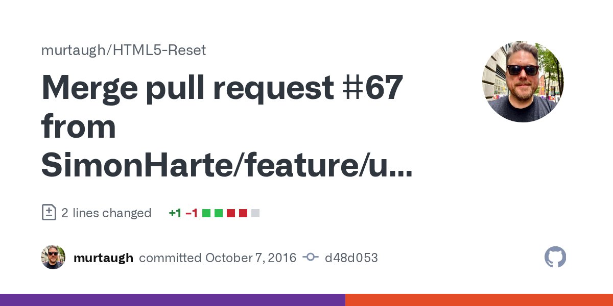 html5reset's tweet card. Add main tag to block group