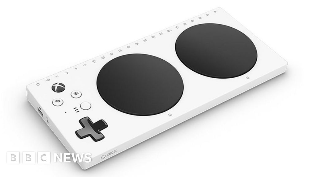 AKSComputing's tweet card. Newsbeat's been given exclusive access to Microsoft's Xbox Adaptive Controller, a 'first' for disabled gamers.