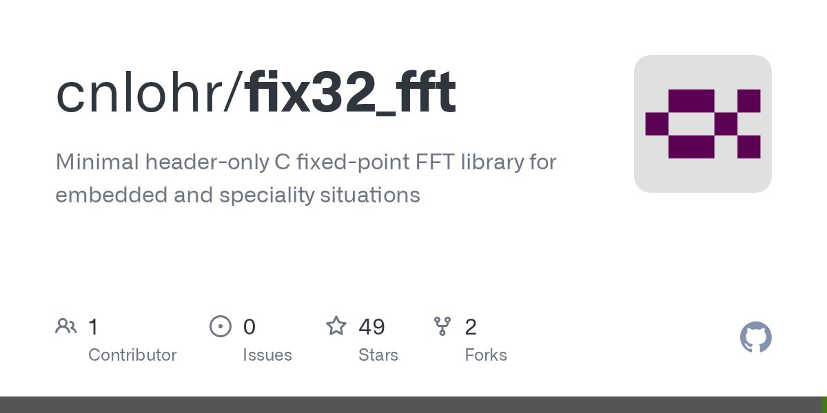 cnlohr's tweet card. Minimal header-only C fixed-point FFT library for embedded and speciality situations - cnlohr/fix32_fft