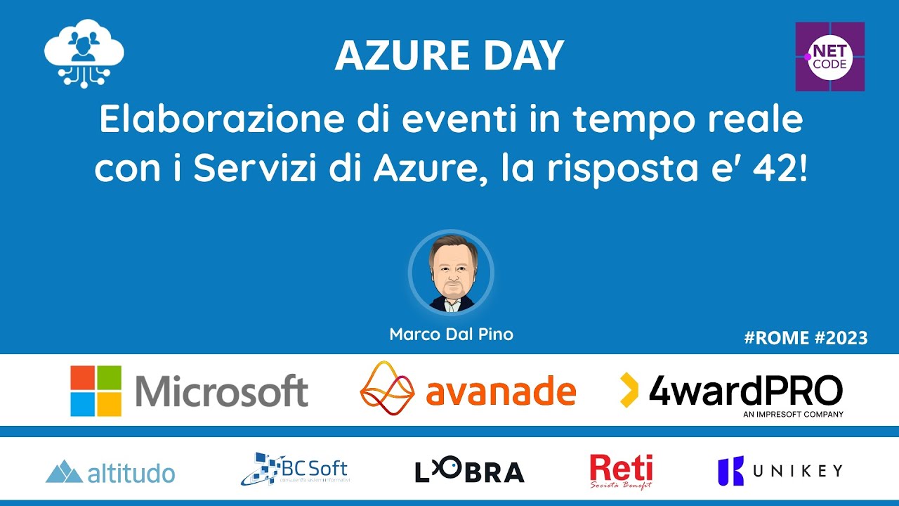 DotNetCodeIT's tweet card. Elaborazione di eventi in tempo reale con i Servizi di Azure, la...