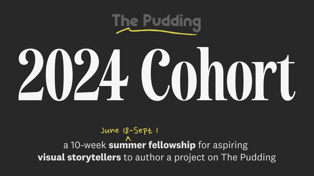 puddingviz's tweet card. We created a summer fellowship for aspiring visual storytellers to author a project on The Pudding