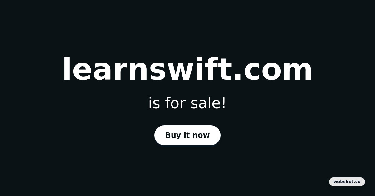 learn_swift's tweet card. Every great idea deserves a great domain. Establish your brand by investing in a quality domain name.
