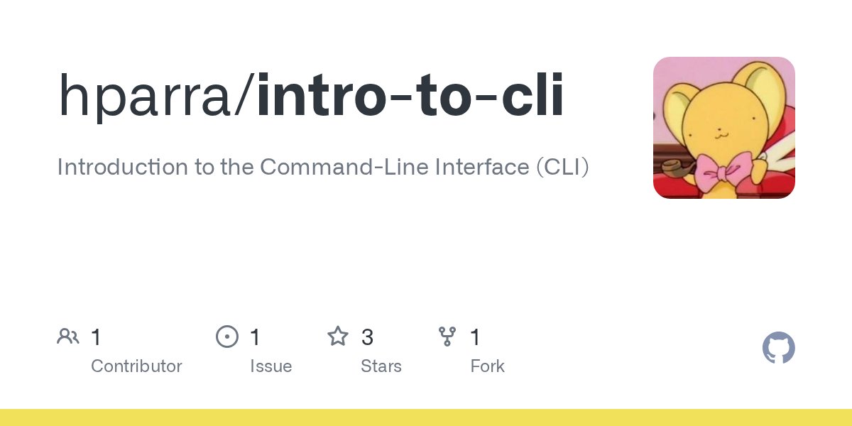 HGPAtv's tweet card. Introduction to the Command-Line Interface (CLI). Contribute to hparra/intro-to-cli development by creating an account on GitHub.