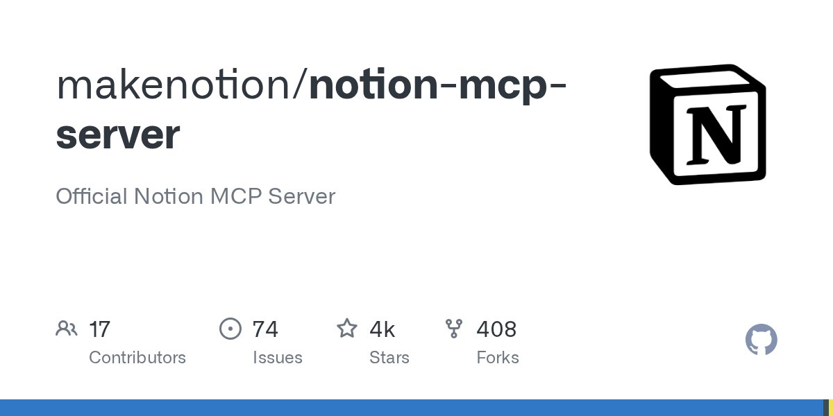jrpj2010's tweet card. Official Notion MCP Server. Contribute to makenotion/notion-mcp-server development by creating an account on GitHub.