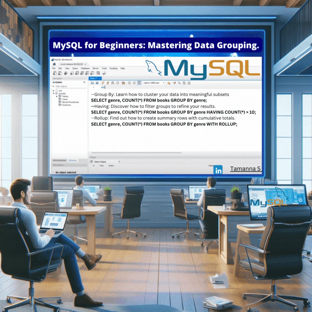 Tamannashk's tweet card. Welcome to our most recent MySQL for Beginners article! We’re going to explore the topic of data grouping today; this is a foundational…