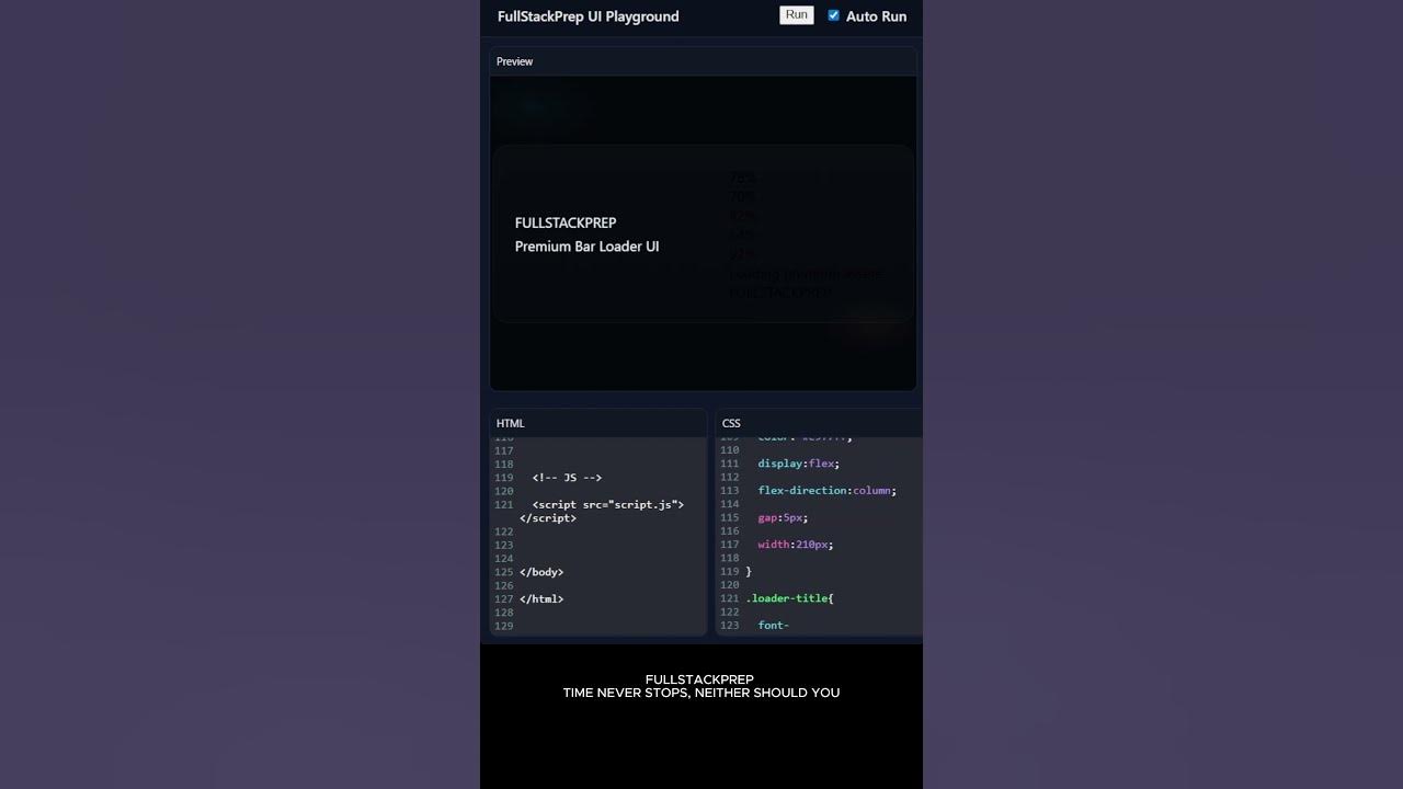FullstackprepD's tweet card. “This Bar Loader UI Is Too Satisfying 😳🔥 | Premium HTML & CSS...