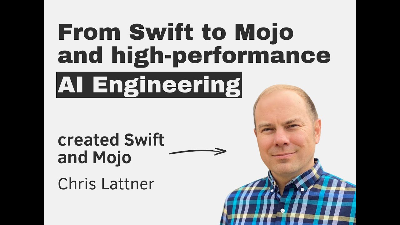 iOSDev_Swift's tweet card. From Swift to Mojo and high-performance AI Engineering with Chris...