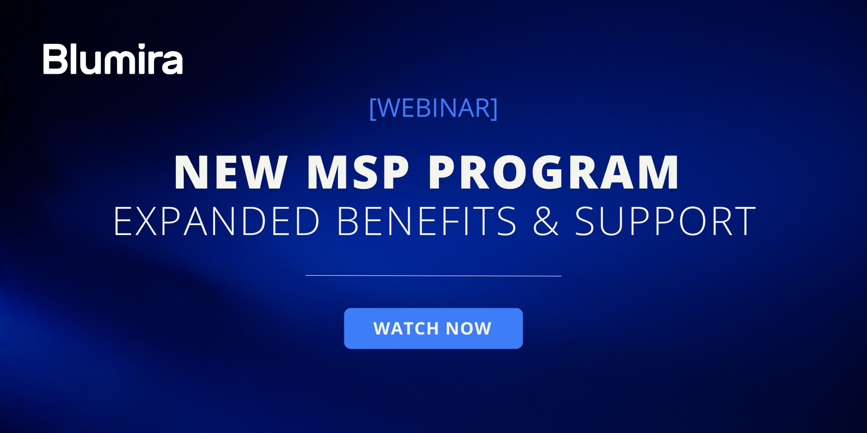 blumirasec's tweet card. Join our webinar on October 1st as we introduce Blumira’s new MSP Partner Program, designed to make it easier than ever to grow your business and better support your clients.