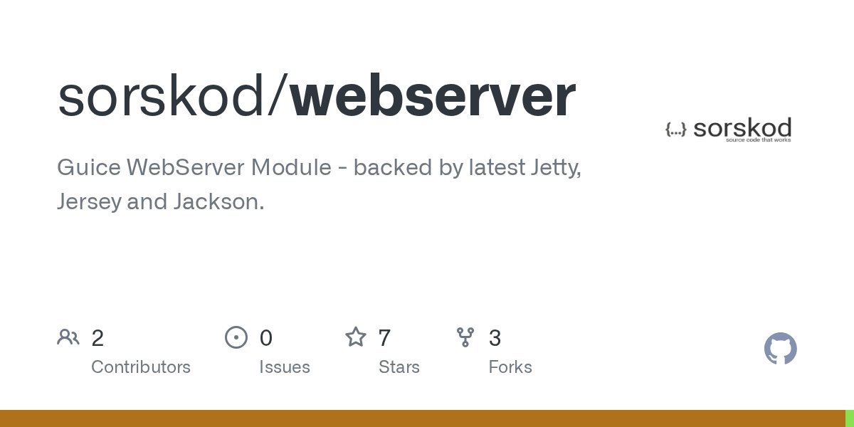 redditJava's tweet card. Guice WebServer Module - backed by latest Jetty, Jersey and Jackson. - sorskod/webserver