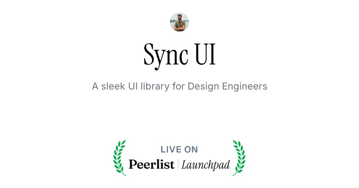 syncuidesign's tweet card. A sleek UI library for Design Engineers