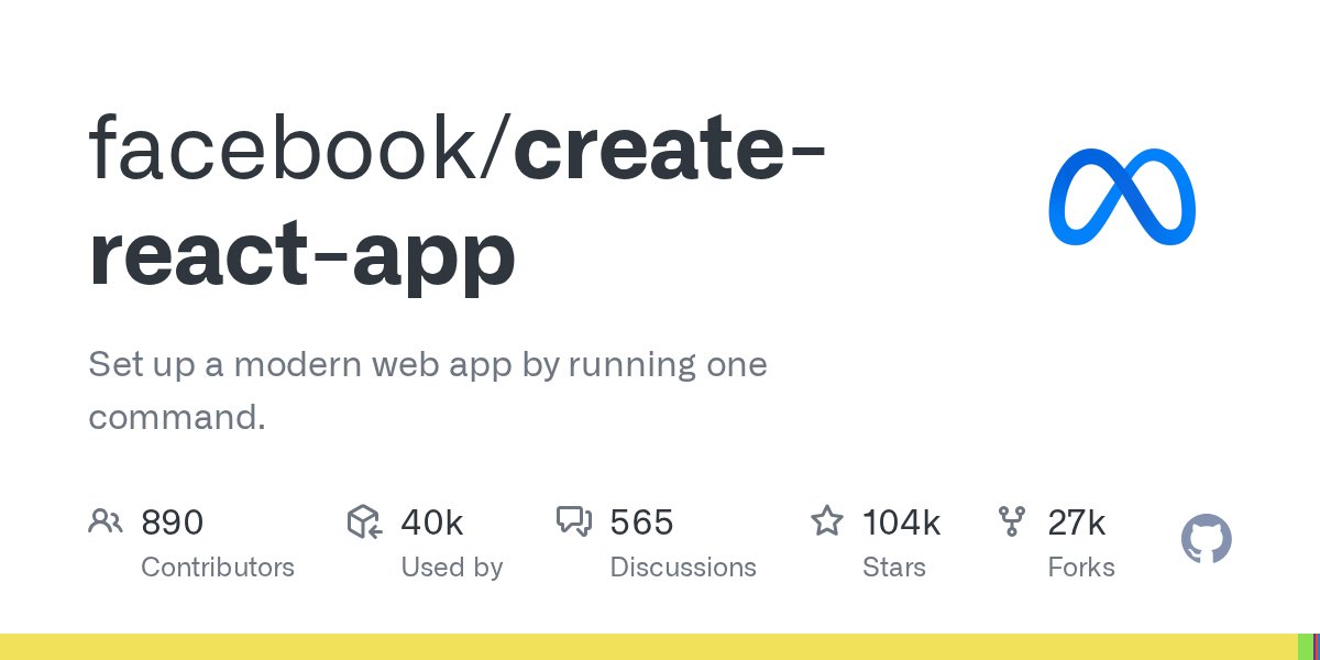 MetaOpenSource's tweet card. Set up a modern web app by running one command. Contribute to facebook/create-react-app development by creating an account on GitHub.