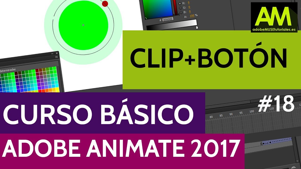 MUSEtutoriales's tweet card. ADOBE ANIMATE CC | Combinar Clips película con botón