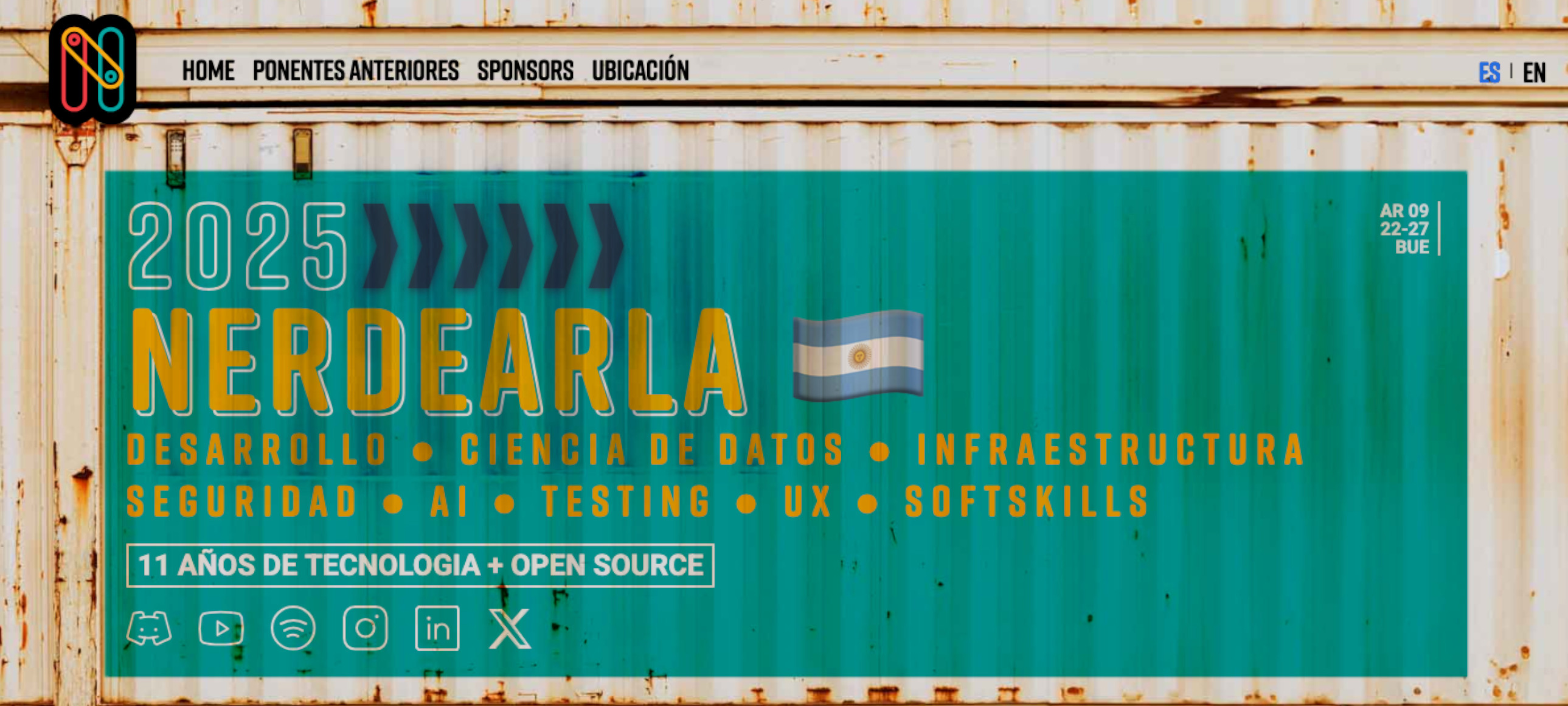 PythonArgentina's tweet card. Nerdearla 2025, cinco días de charlas, talleres y actividades junto a una gran comunidad nerd.