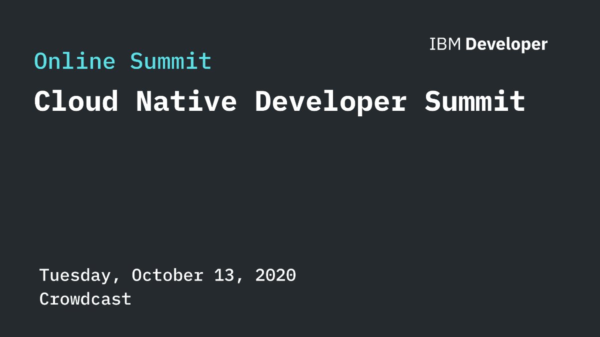 sfhtml5's tweet card. Register now for Cloud Native Developer Summit on crowdcast, scheduled to go live on October 13, 2020, 09:00 AM PDT.