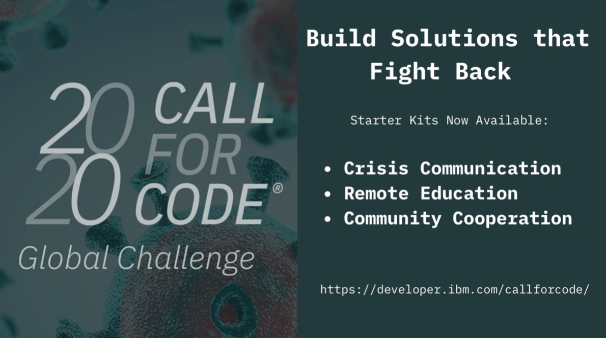 sfhtml5's tweet card. Register now for How to Quickly Build Solutions that Fight Back against COVID-19 on crowdcast, scheduled to go live on April 16, 2020, 12:30 PM EDT.