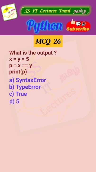 SS_ITLecsTamil's tweet card. Python MCQ 26 - Test Your Skills #python #pythonprogramming #python...