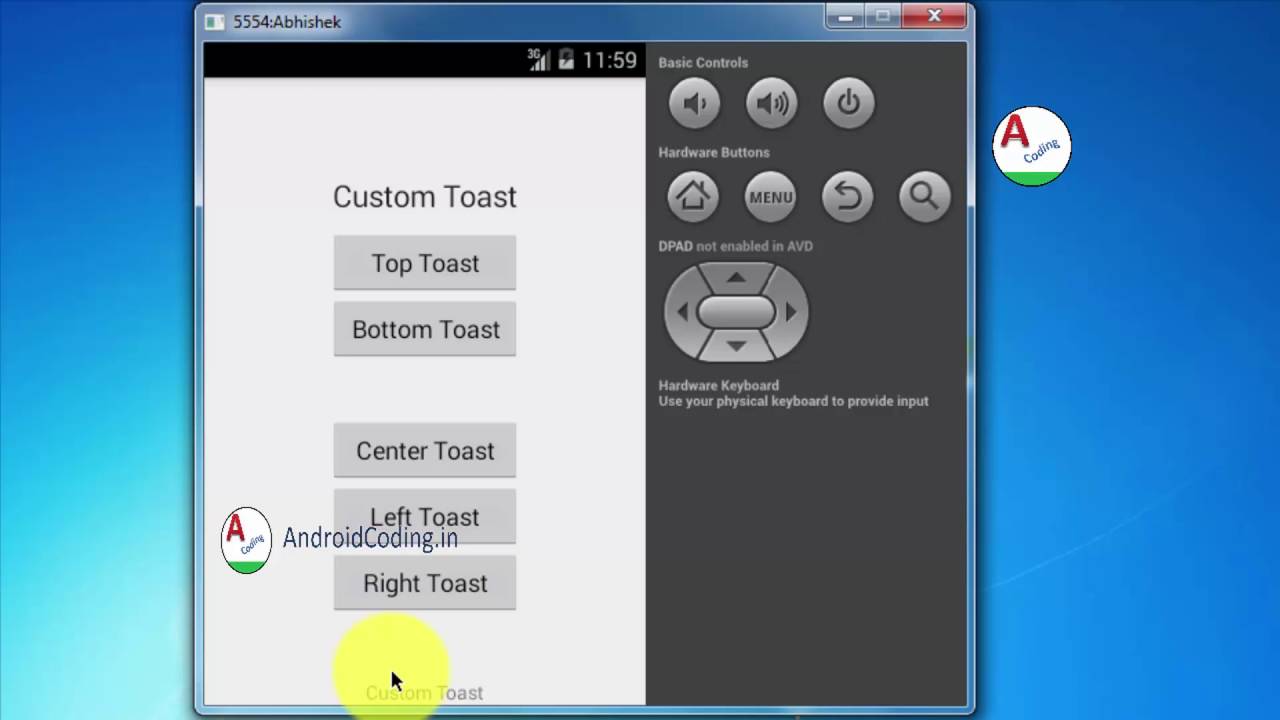 AndroidCodingin's tweet card. Android tutorial on Custom Toast