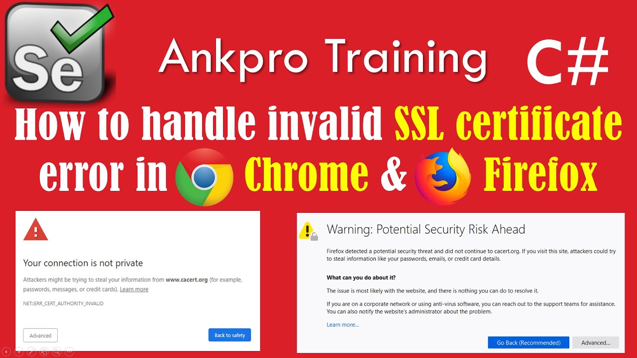 jbankit's tweet card. Selenium with C# 61 - How to handle invalid SSL certificate error in...