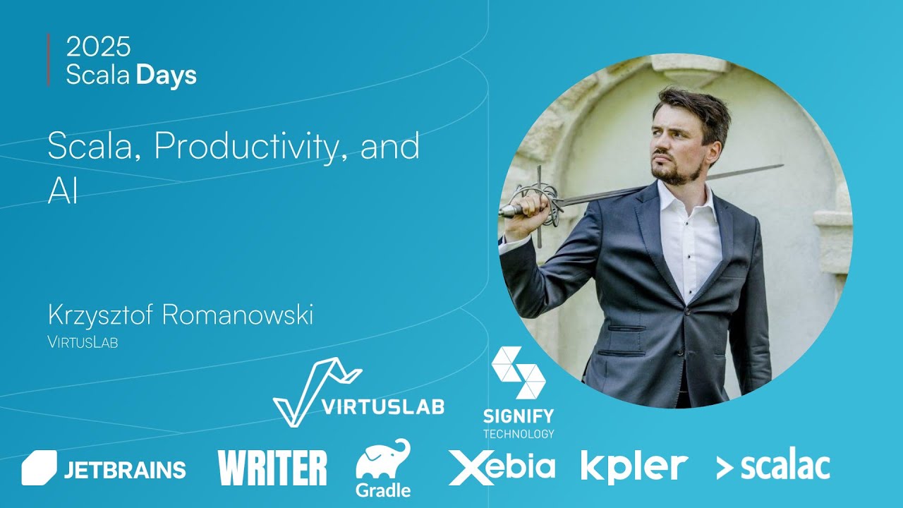 scala_lang's tweet card. Krzysztof Romanowski: Scala, Productivity, and AI [Scala Days 2025]