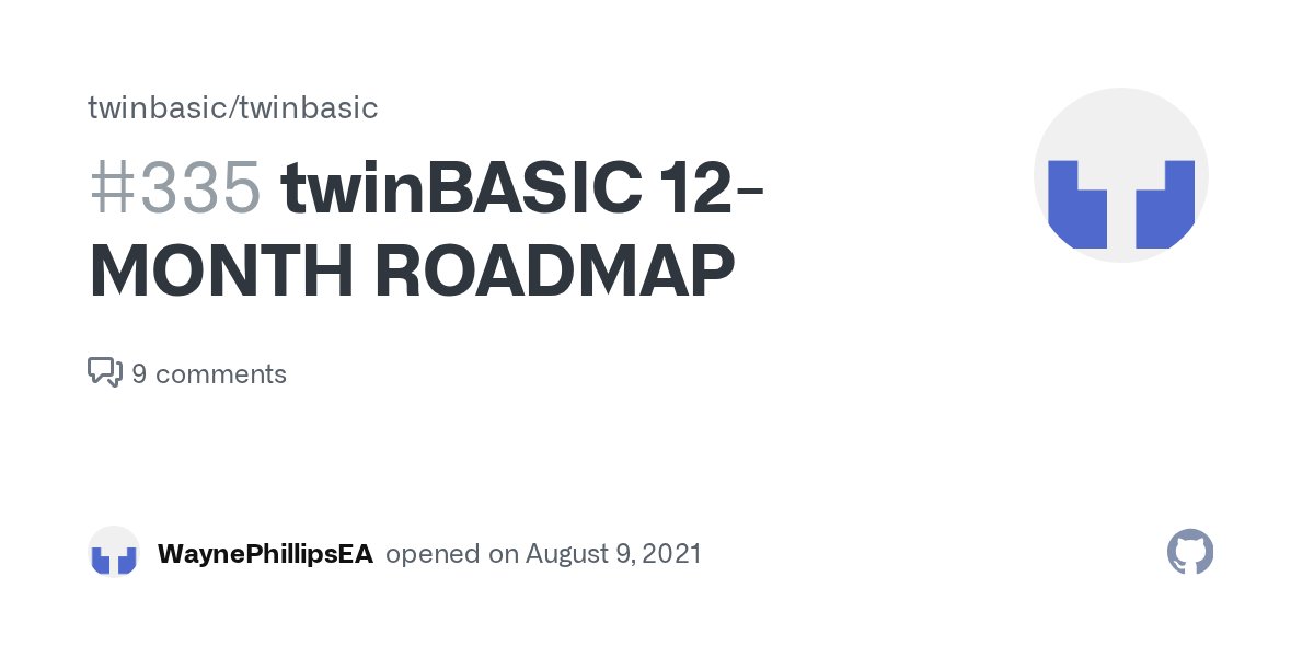 cppgohan's tweet card. twinBASIC ROADMAP ROADMAP UPDATED 2ND DECEMBER 2025 Thank you for your patience whilst we’ve been working through several deep architectural changes and, importantly, the transition to our new inco...