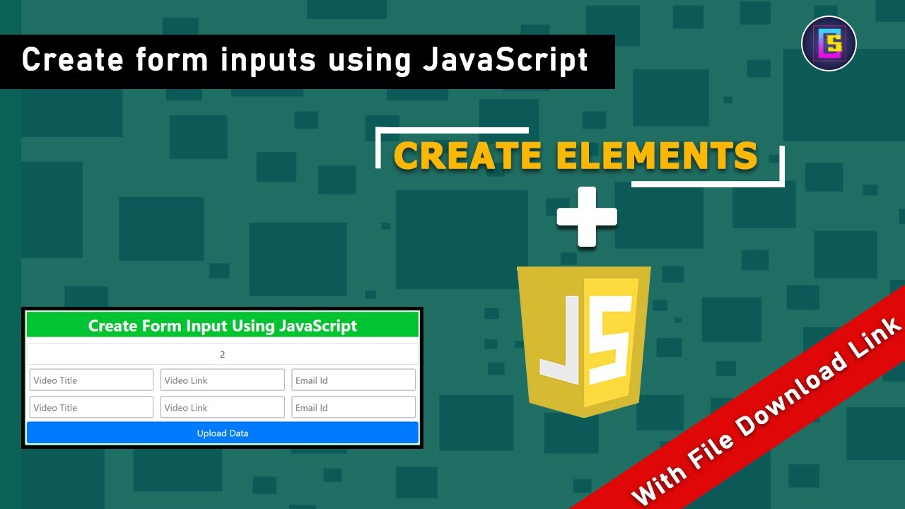 codingstudio_38's tweet card. How to create element using JavaScript ? || Create Form Inputs ||...