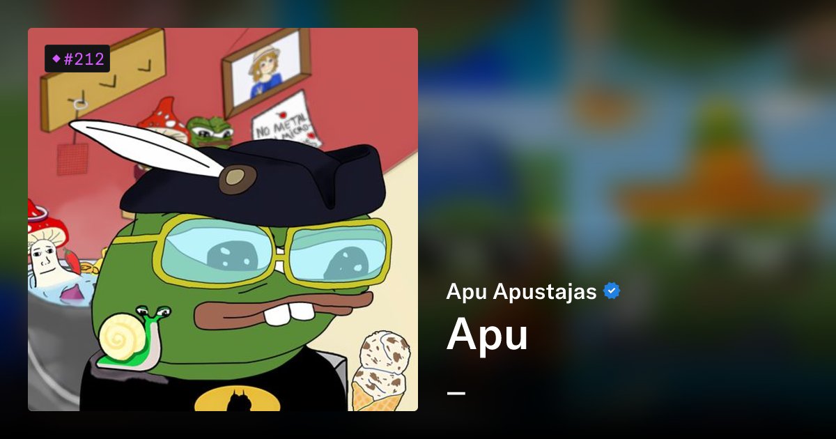 Lowcode_Lab's tweet card. Introducing the Apu Apustaja NFT Collection - the ultimate celebration of internet culture's favorite frog! This series features the lovable green frog in all his wholesome glory. Each unique piece...