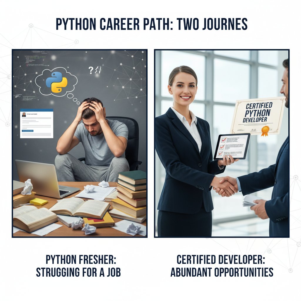 myexamcloud's tweet card. MyExamCloud Blog Article - Python Fresher or Certified Python Developer: What is Your Choice?