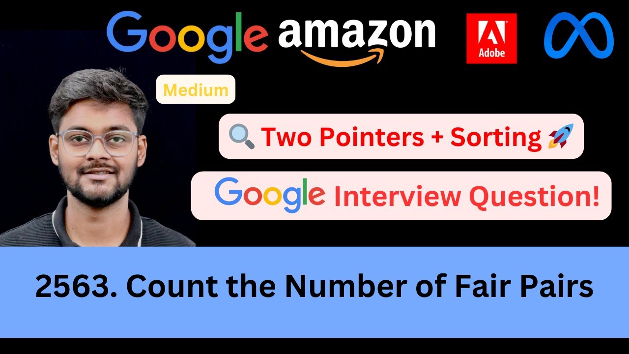 codeharmonyHQ's tweet card. LeetCode 2563 Count the Number of Fair Pairs | Two Pointers Trick You...
