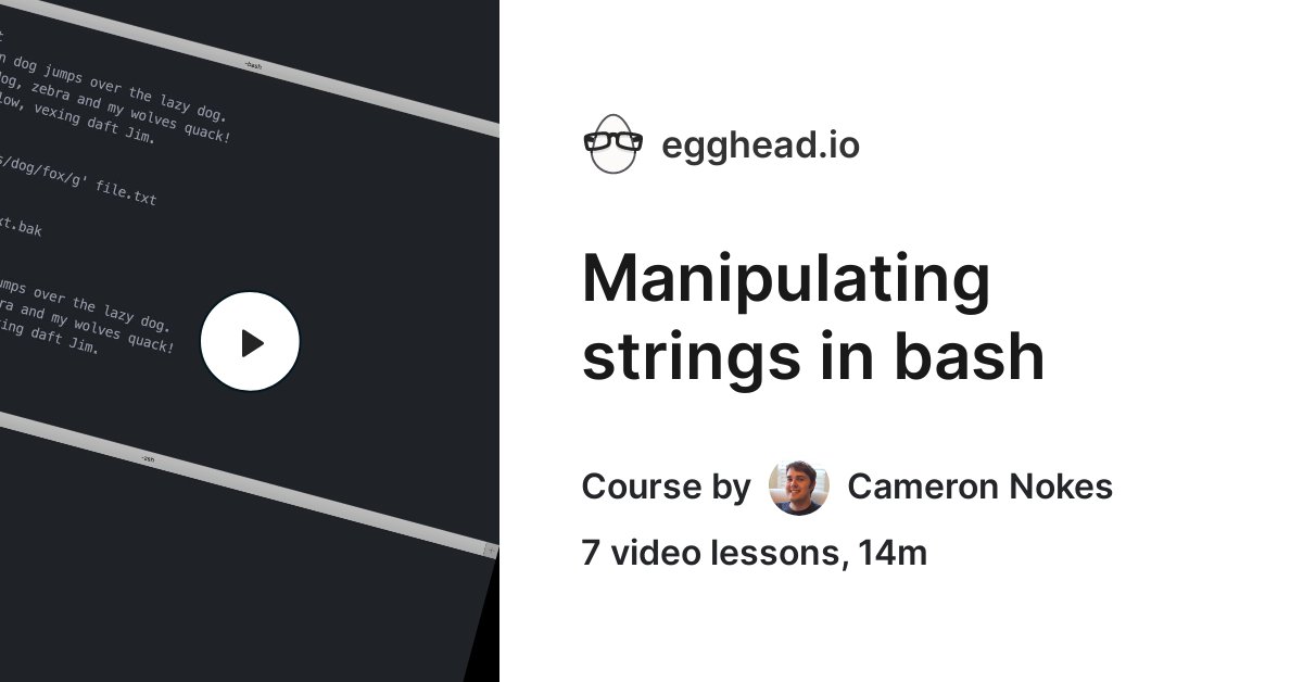 pablomza's tweet card. Extracting meaningful data from strings is a crucial skill when working with bash, and bash gives us powerful tools to do so: head, tail, cut, sed, and ...