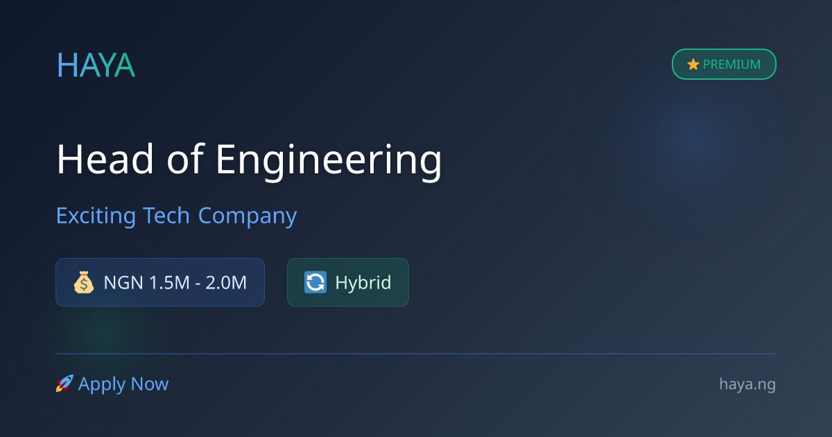 hirewithhaya's tweet card. About the Role We’re looking for a Head of Engineering who’s both an exceptional technical leader and a world-class team builder. You’ll lead and scale the te...