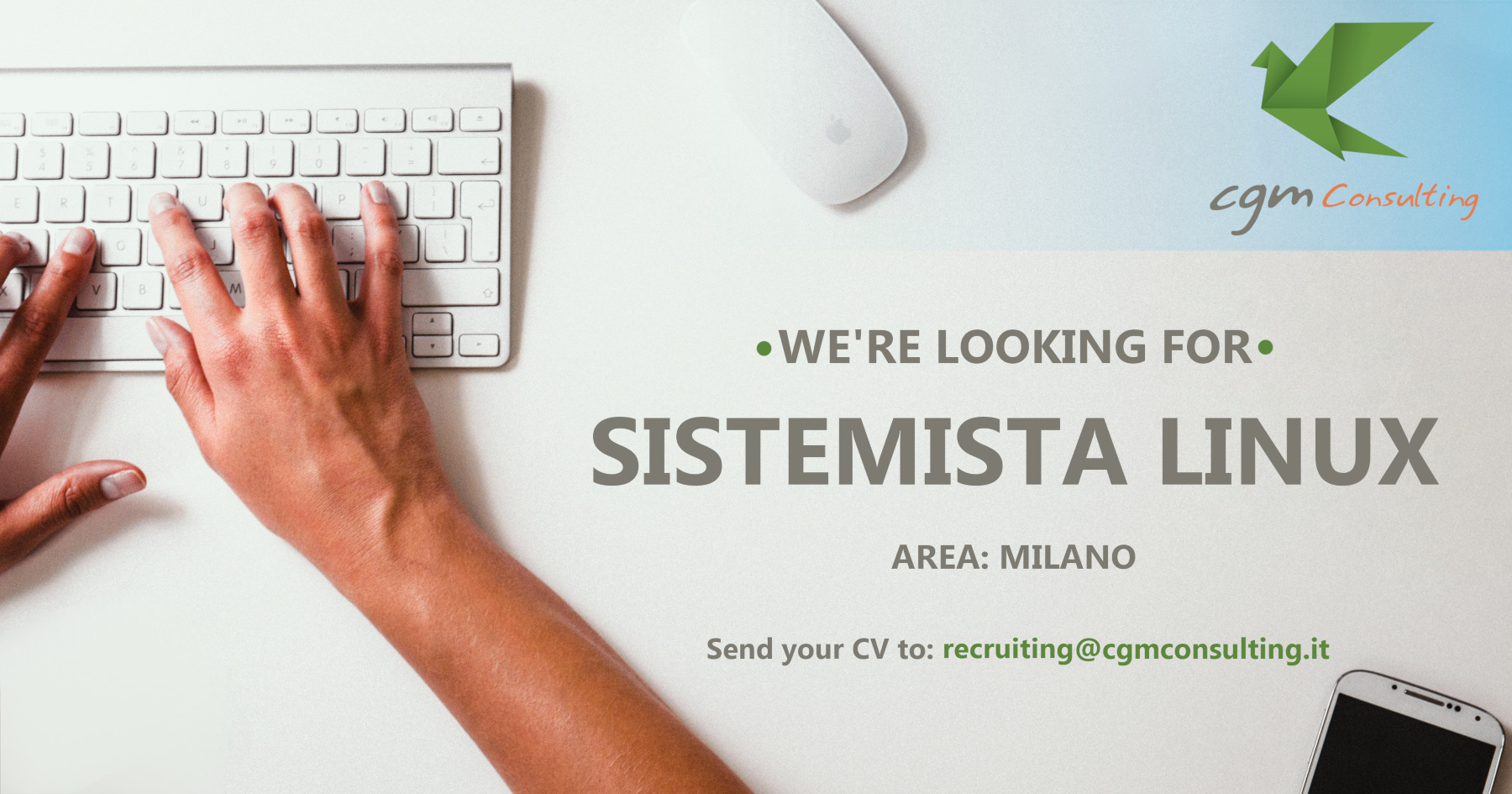 CGMConsulting's tweet card. Il Sistemista Linux a Milano si troverà a gestire una piattaforma per la data analysis su cloud che ospita servizi fruiti da utenti interni al cliente.