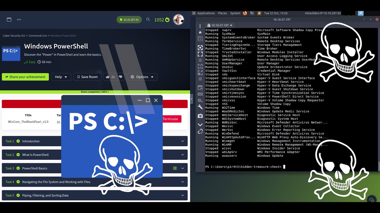 DjalilAyed's tweet card. Introduction to Windows PowerShell | Cyber Security 101 | TryHackMe |...