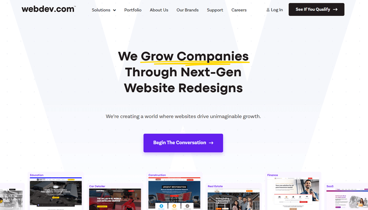 webdev's tweet card. With websites, we're enabling incredible growth. Webdev specializes in website redesigns, landing pages, website consulting, hosting, branding, and more.