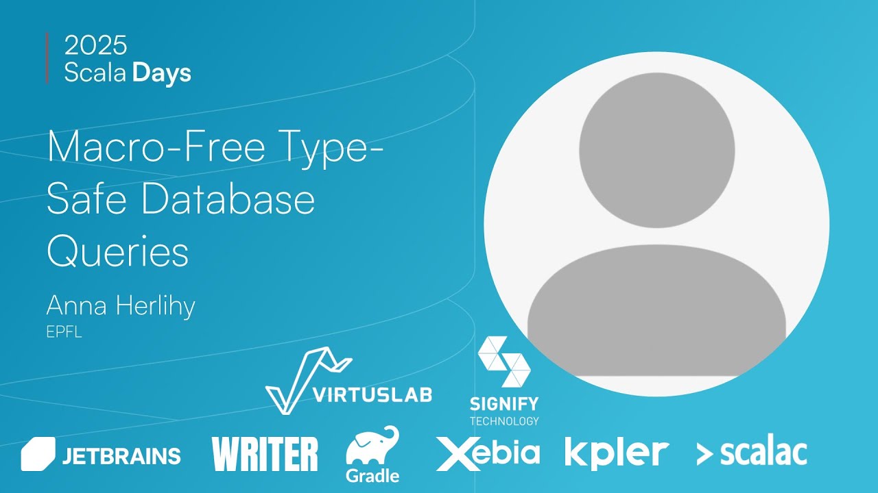 scala_lang's tweet card. Anna Herlihy: Macro Free Type Safe Database Queries in Scala [Scala...