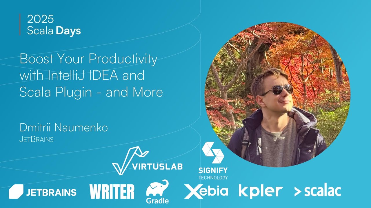 scala_lang's tweet card. Dmitrii Naumenko: Boost Your Productivity with IntelliJ, Scala Plugin...