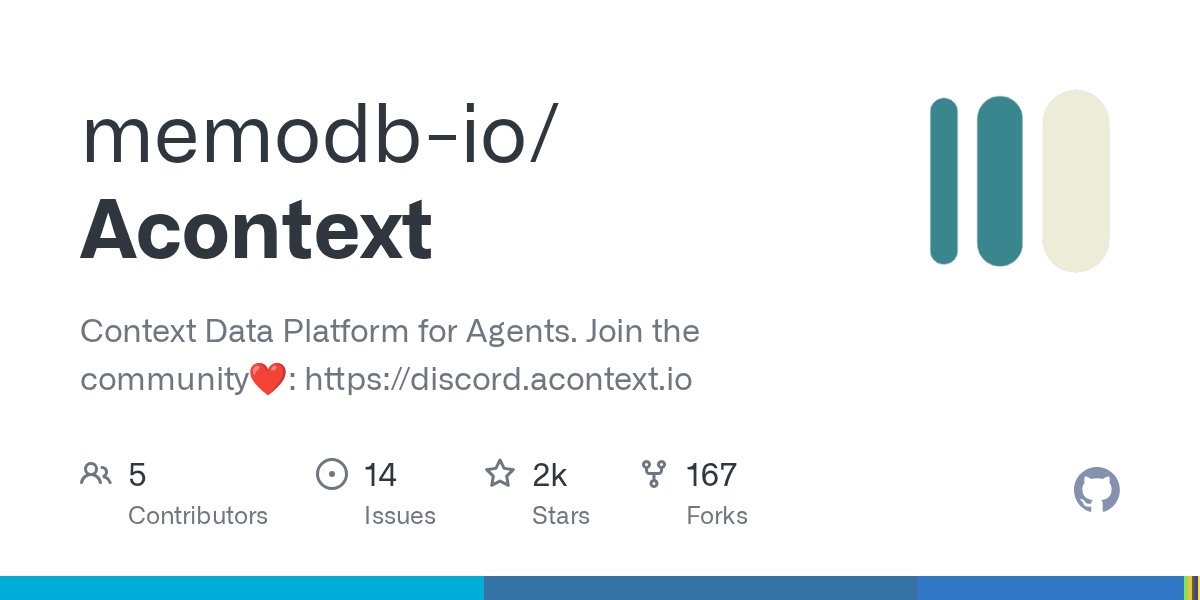 PythonHub's tweet card. Context Data Platform for Agents. Join the community❤️: https://discord.acontext.io - memodb-io/Acontext