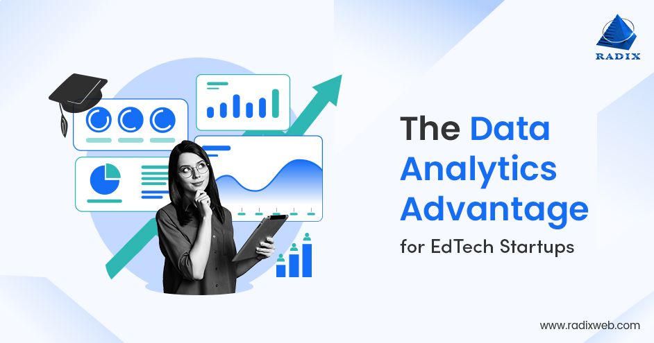 radixweb's tweet card. Explore how data analytics is shaping EdTech by improving learning outcomes, personalizing content, scaling startups, enabling niche tools and solving challenges.