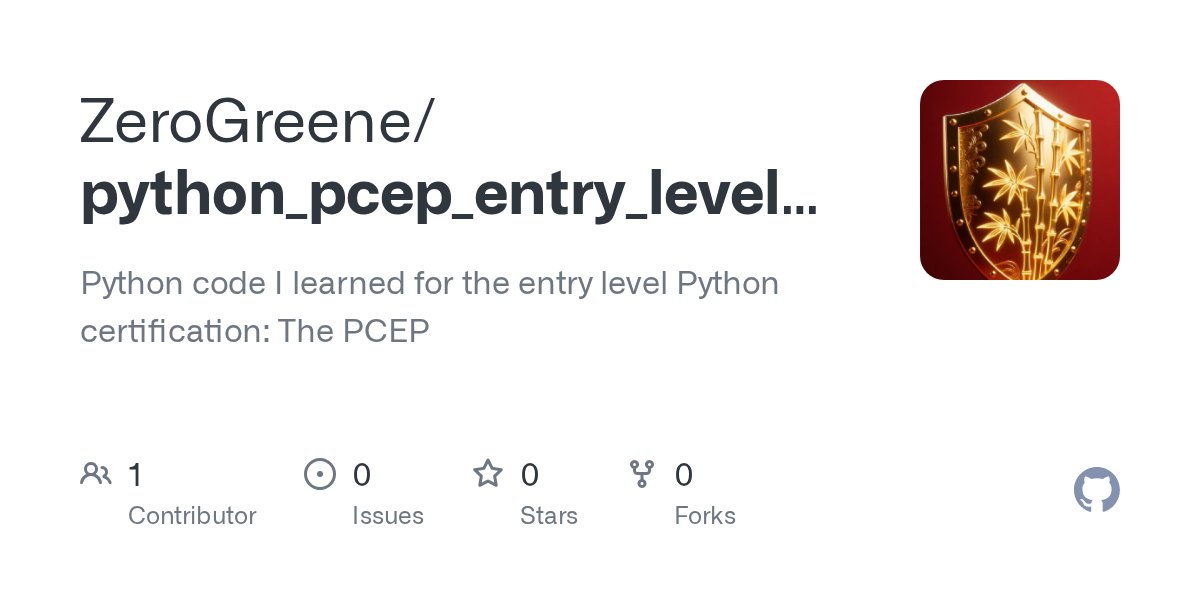 WallyOwi30's tweet card. Python code I learned for the entry level Python certification: The PCEP - ZeroGreene/python_pcep_entry_level_scripts