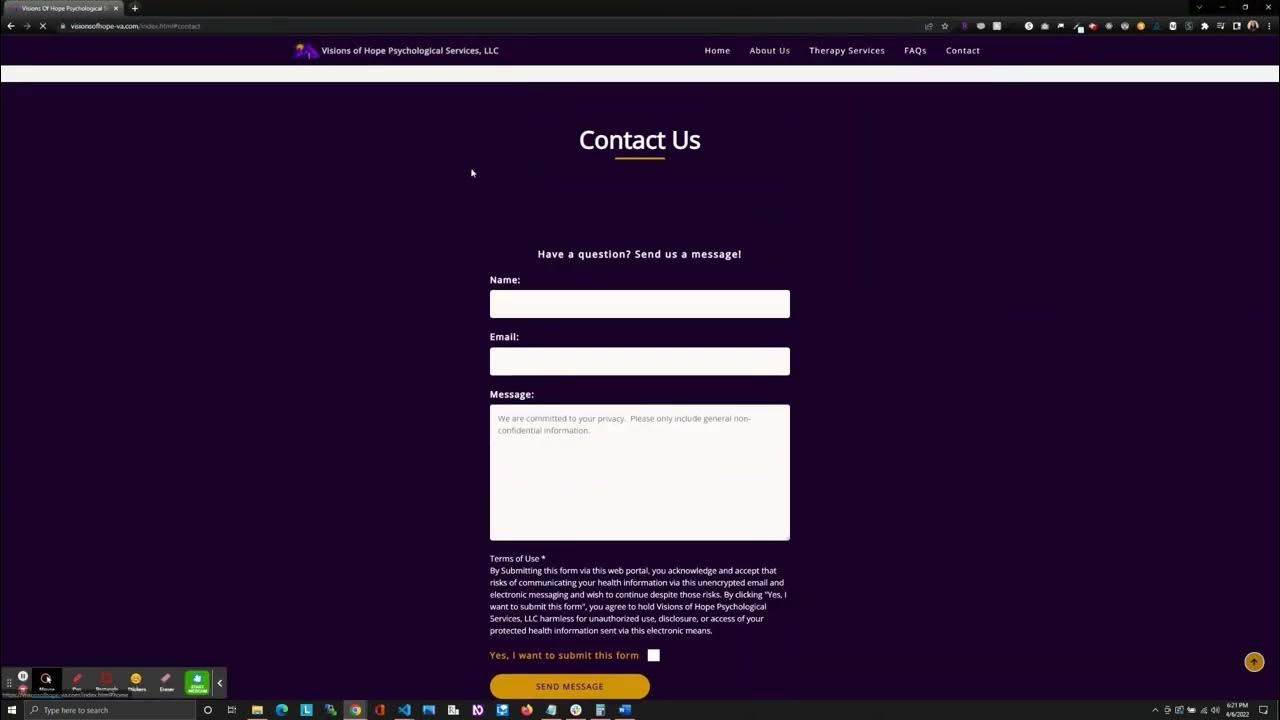 artsycoder533's tweet card. Visions of Hope Rebrand Video Demo, Part 3: Added About Us & Contact...