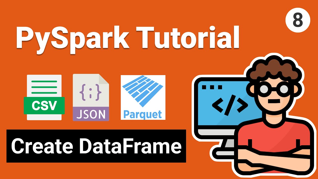 Coder2j's tweet card. Create Spark DataFrame from CSV JSON Parquet | PySpark Tutorial for...