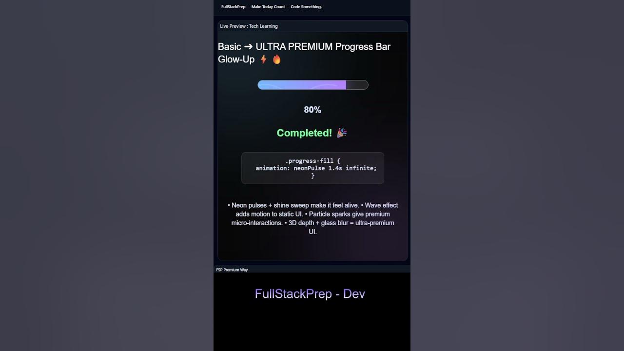 FullstackprepD's tweet card. Basic ➜ ULTRA PREMIUM Progress Bar Glow-Up (😳🔥 Must Watch!)...