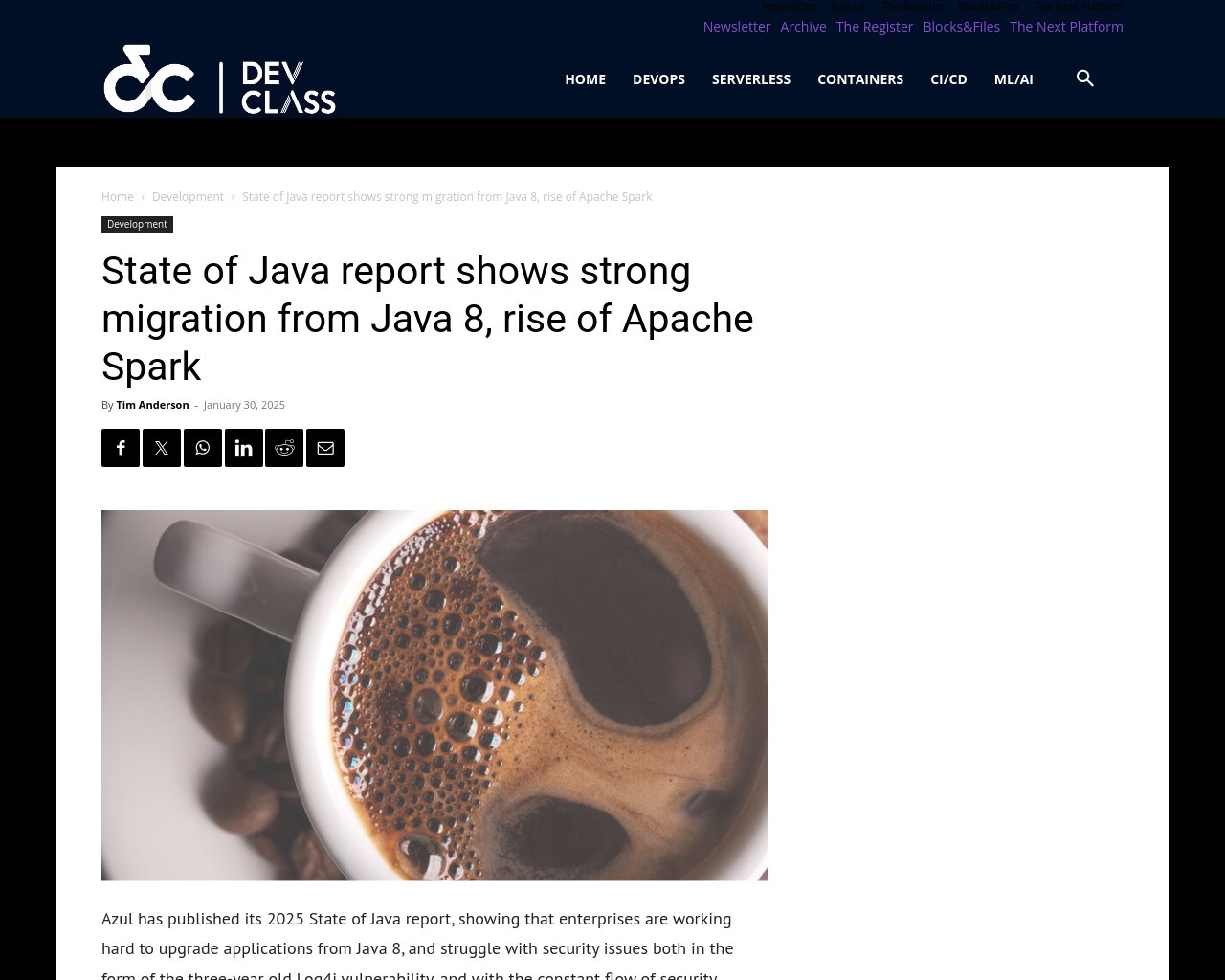 managetech_inc's tweet card. アズールは2025年のJavaの状況を報告 企業はJava 8からのアプリケーションのアップグレードに取り組ん