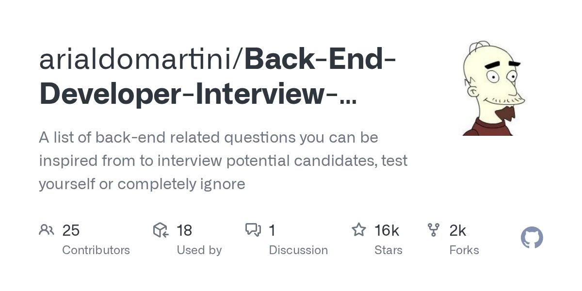 fourthousandvy's tweet card. A list of back-end related questions you can be inspired from to interview potential candidates, test yourself or completely ignore - arialdomartini/Back-End-Developer-Interview-Questions