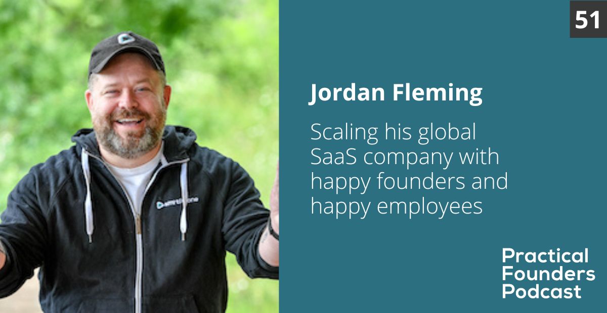 practicalfoundr's tweet card. Practical Founders podcast interview with Jordan Fleming, cofounder and CEO of smrtPhone, a cloud phone system with deep CRM integrations.